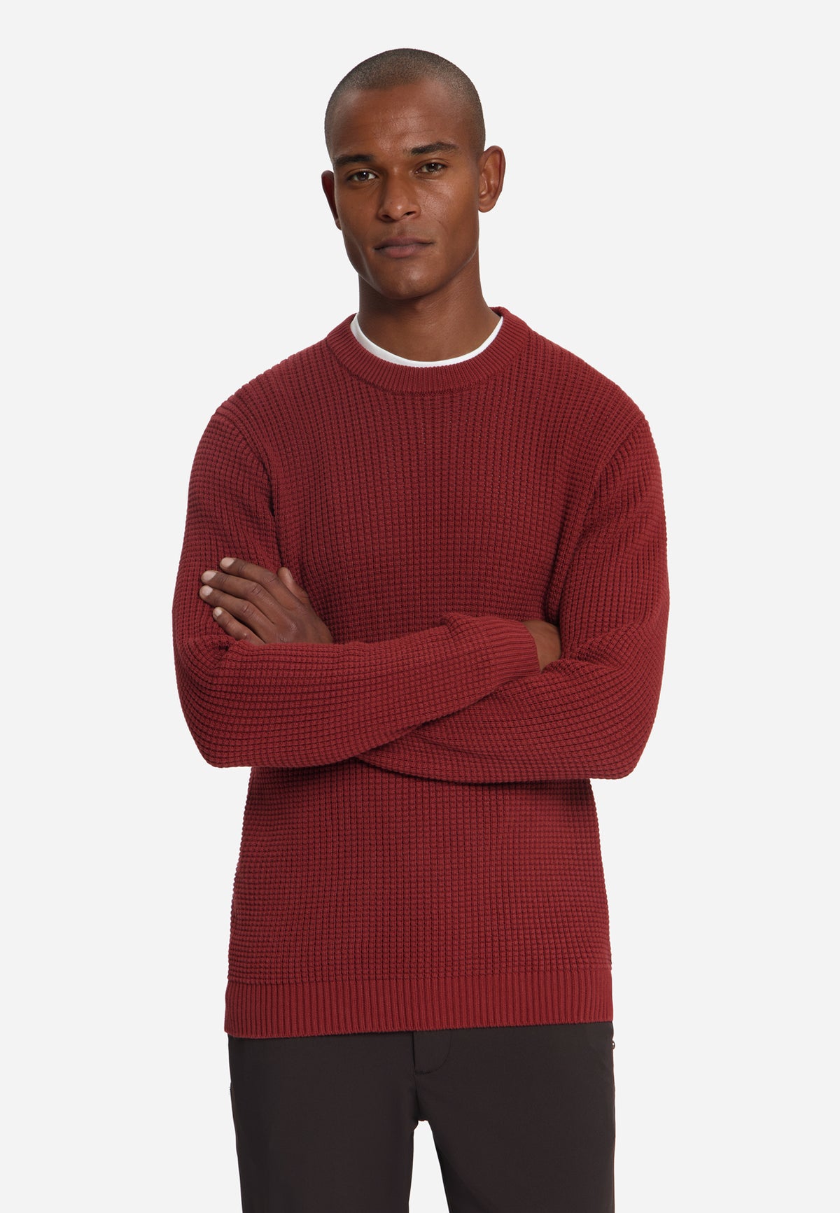 Textured Crew Neck Jumper | Cayenne
