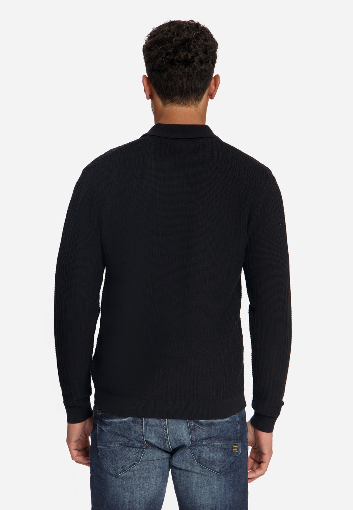 Textured Button Cardigan | Black