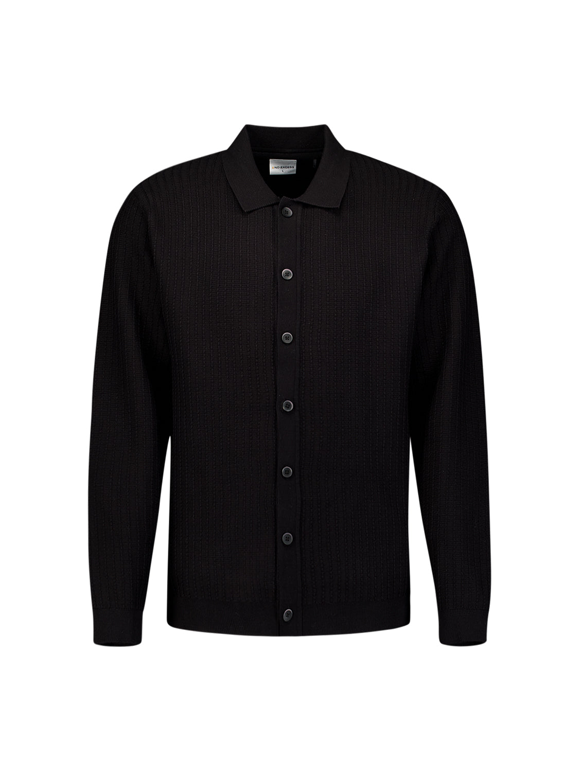 Textured Button Cardigan | Black
