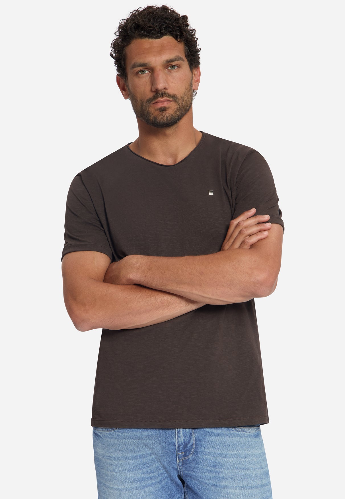 T-Shirt aus Baumwolle mit Slub-Struktur | Dunkelbraun