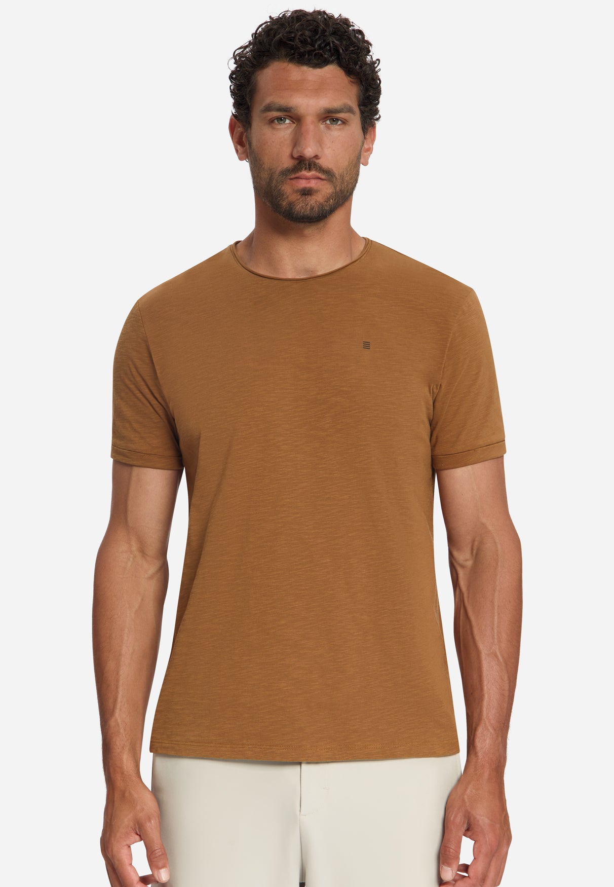 Slub T-Shirt aus Baumwolle | Caramel