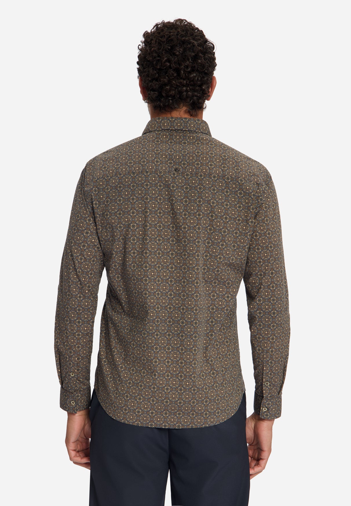 Geometrisch Gemustertes Stretch-Hemd | Caramel