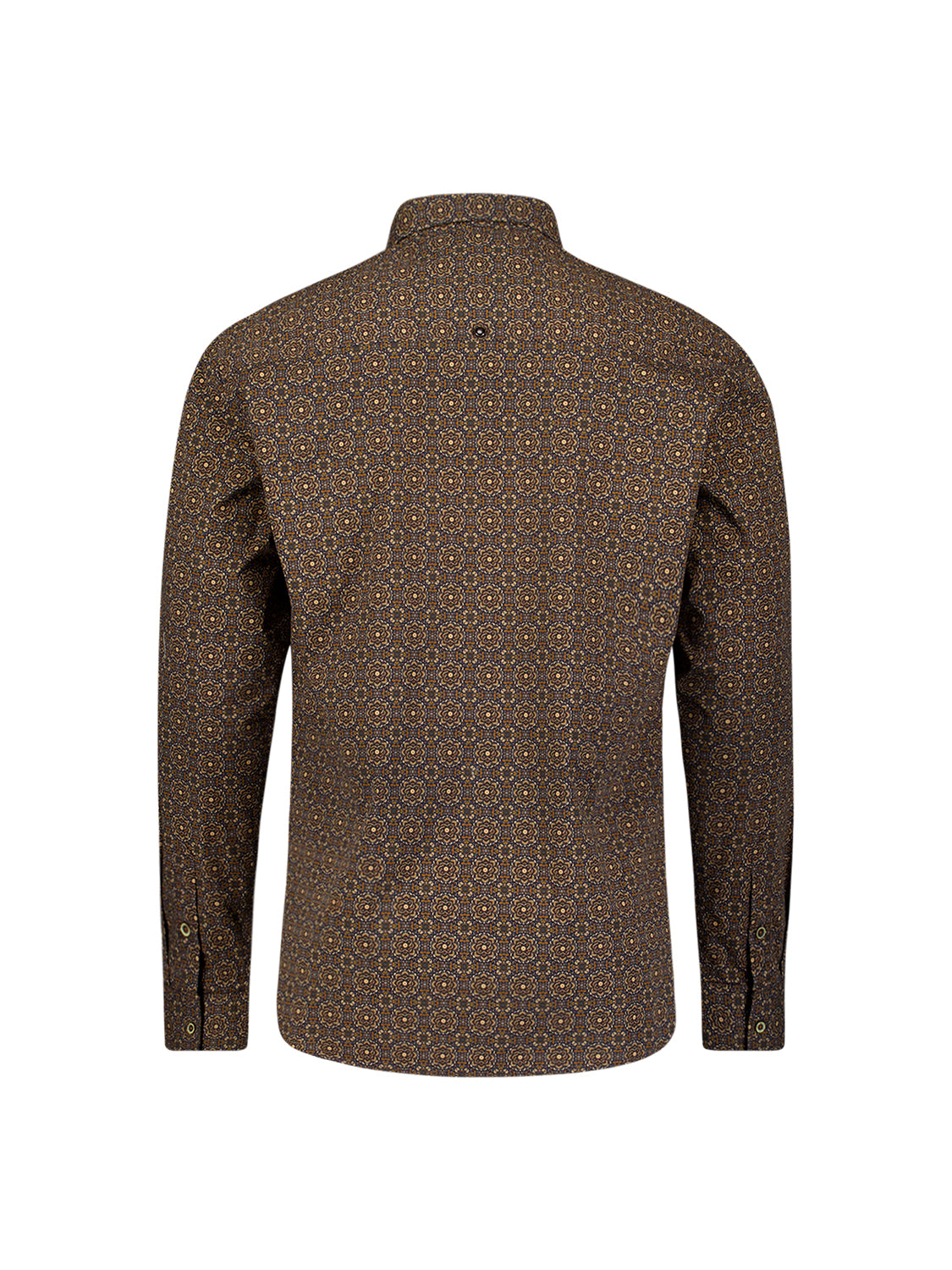 Geometrisch Gemustertes Stretch-Hemd | Caramel