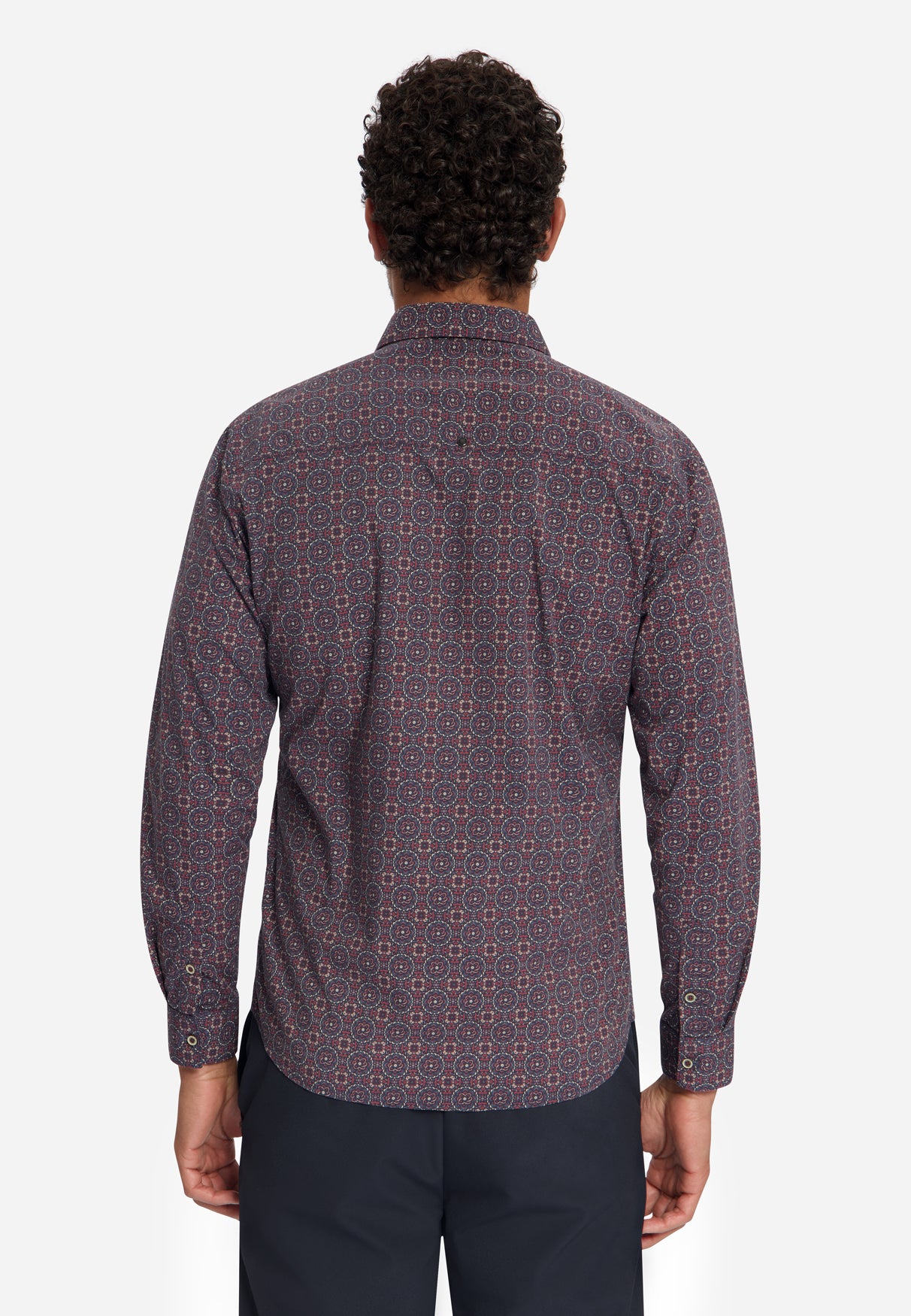 Geometric Print Stretch Shirt | Cayenne