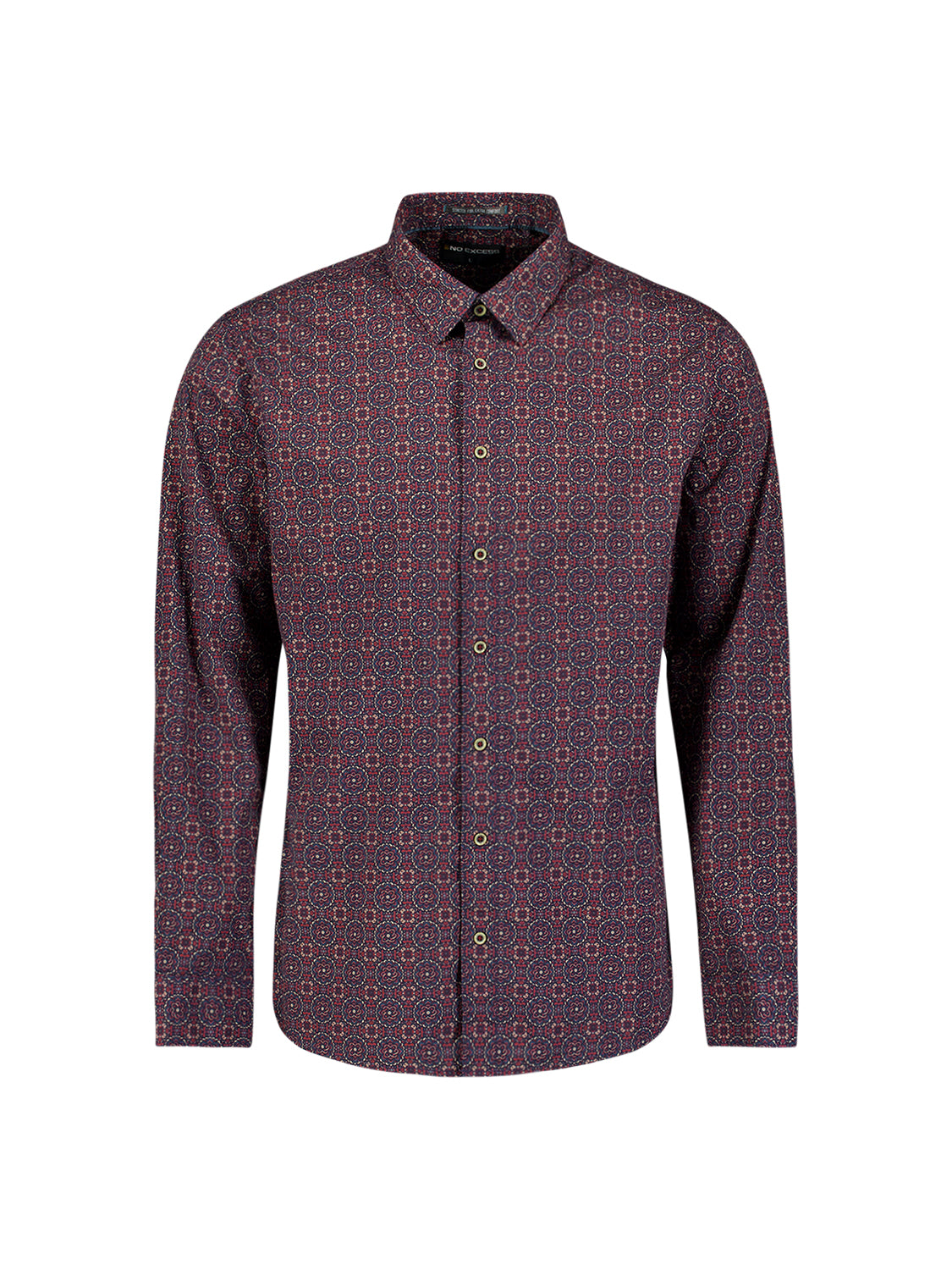 Geometric Print Stretch Shirt | Cayenne