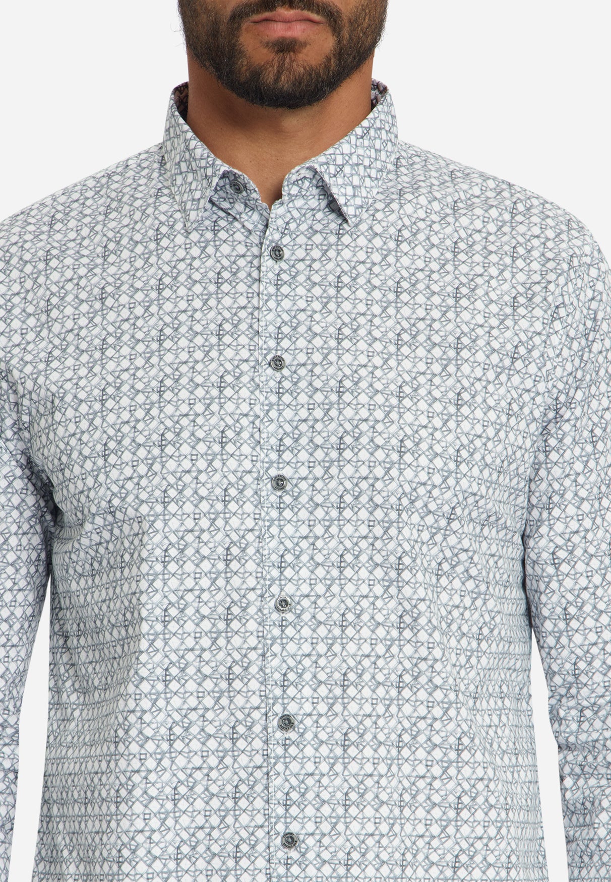 Bedrucktes Stretch-Hemd | Dusty Blue