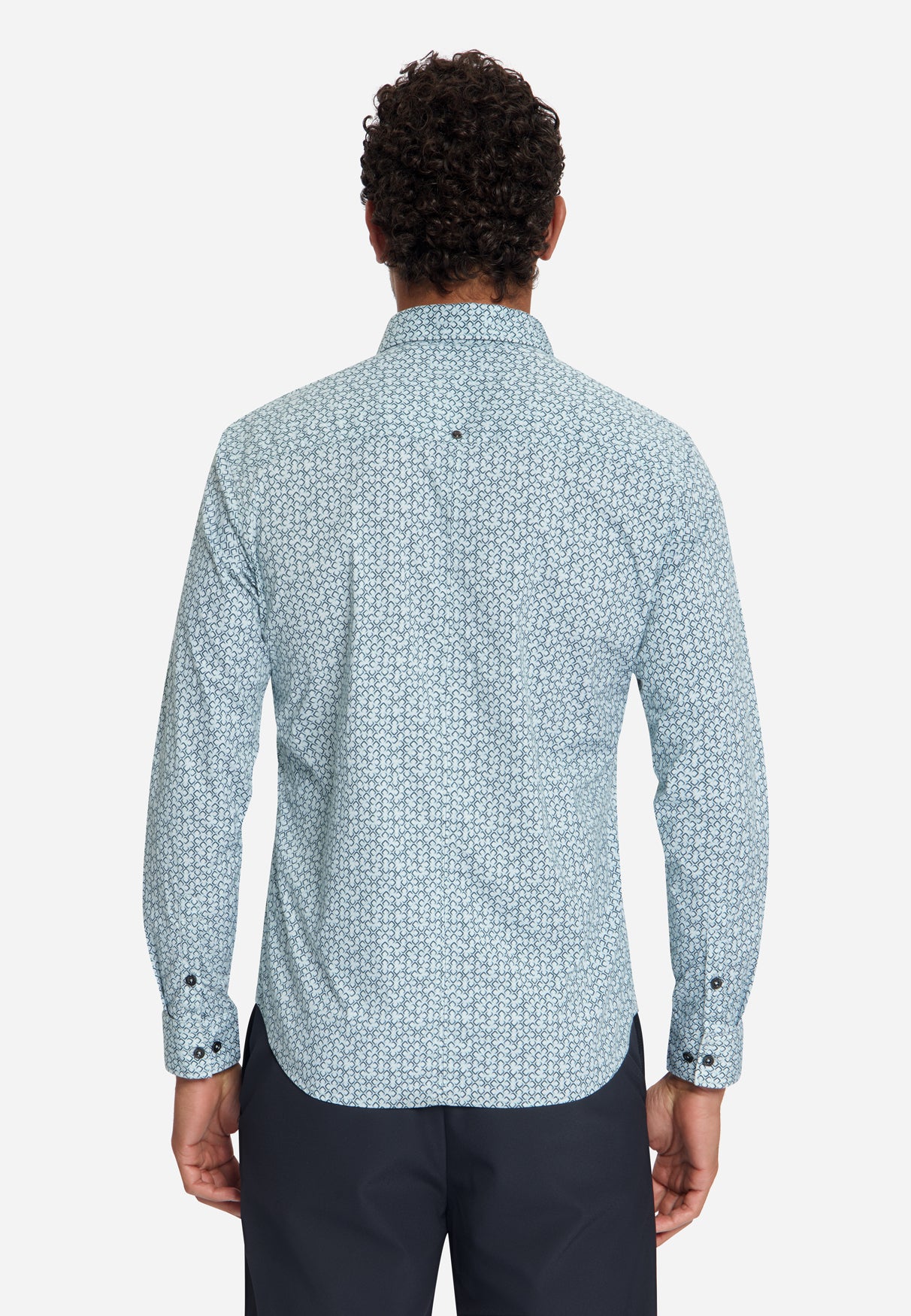 Bedrucktes Stretch-Hemd | Dusty Blue
