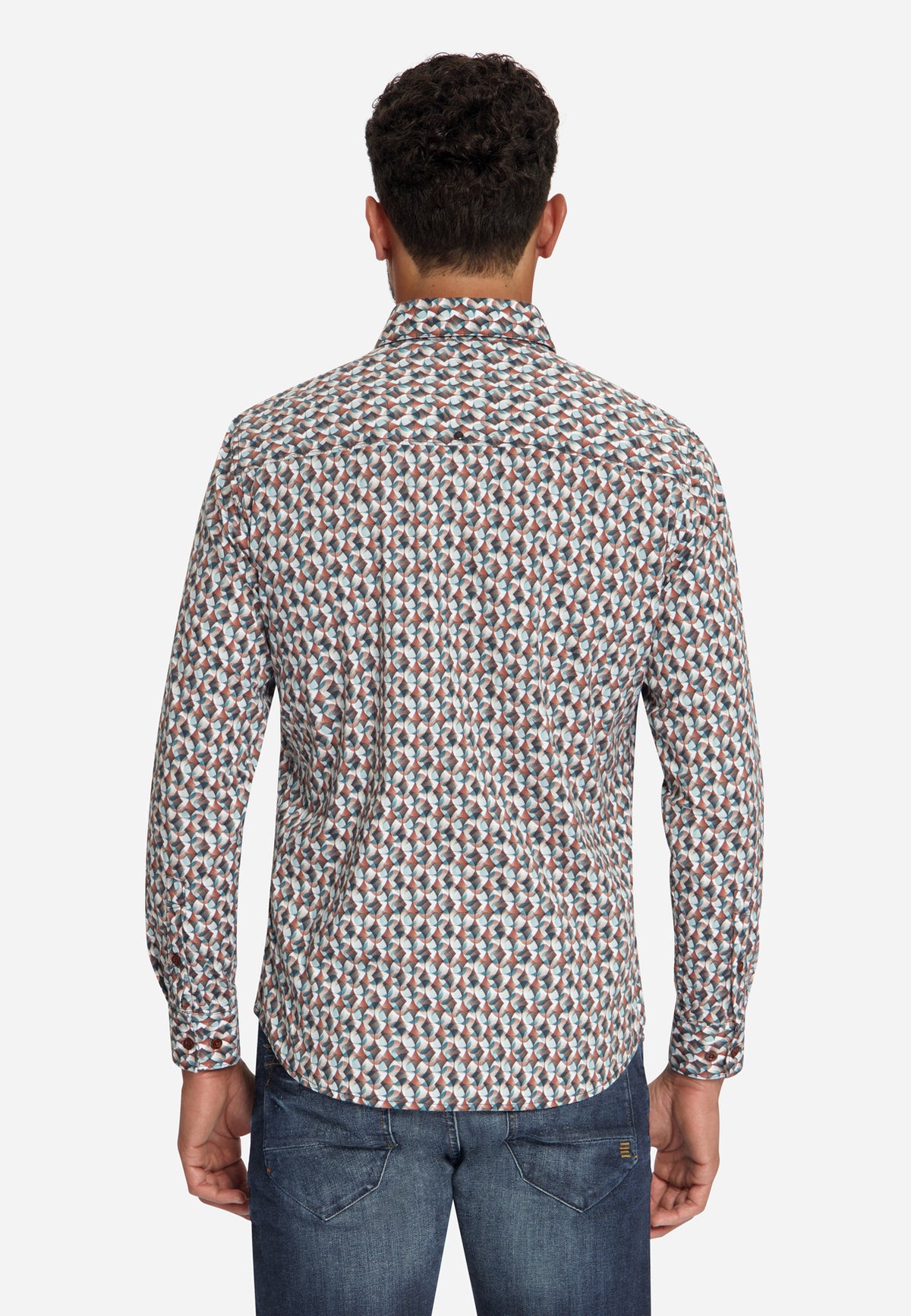 Stretch-Hemd mit Allover-Print | Caramel