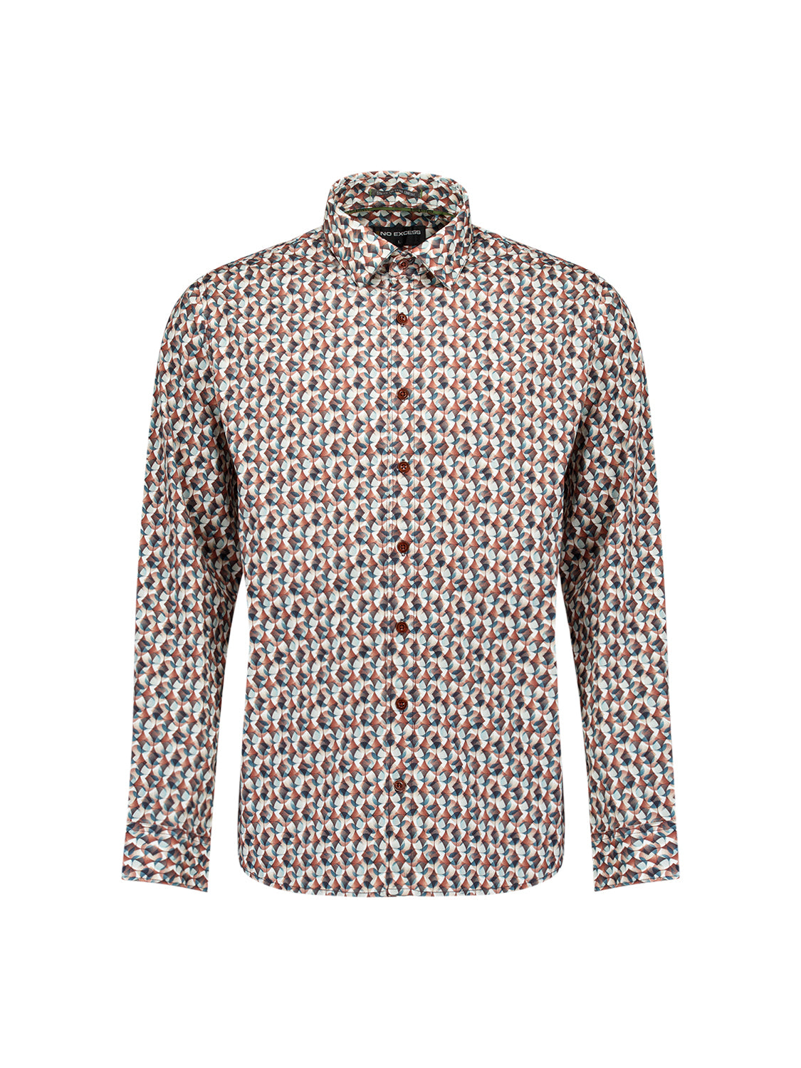 Stretch-Hemd mit Allover-Print | Caramel