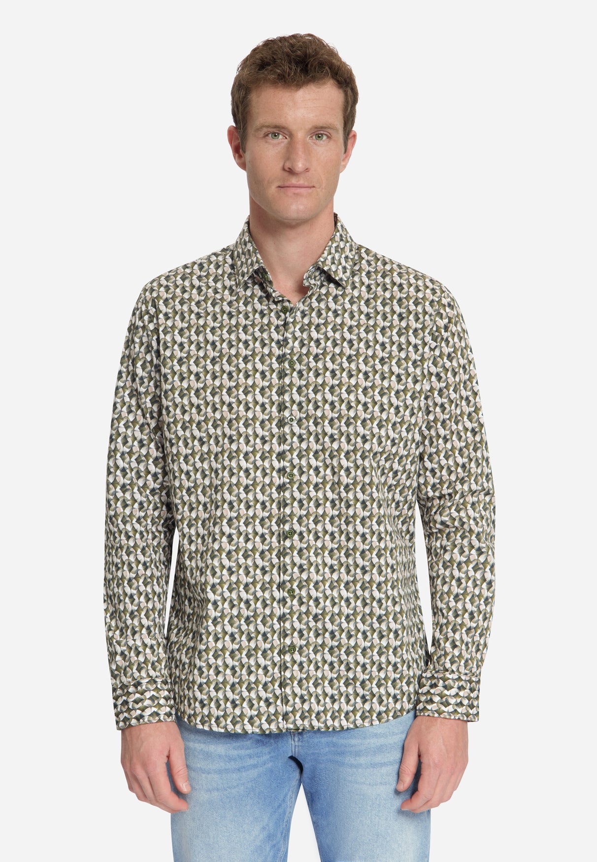 Stretch Allover Print Shirt | Moss