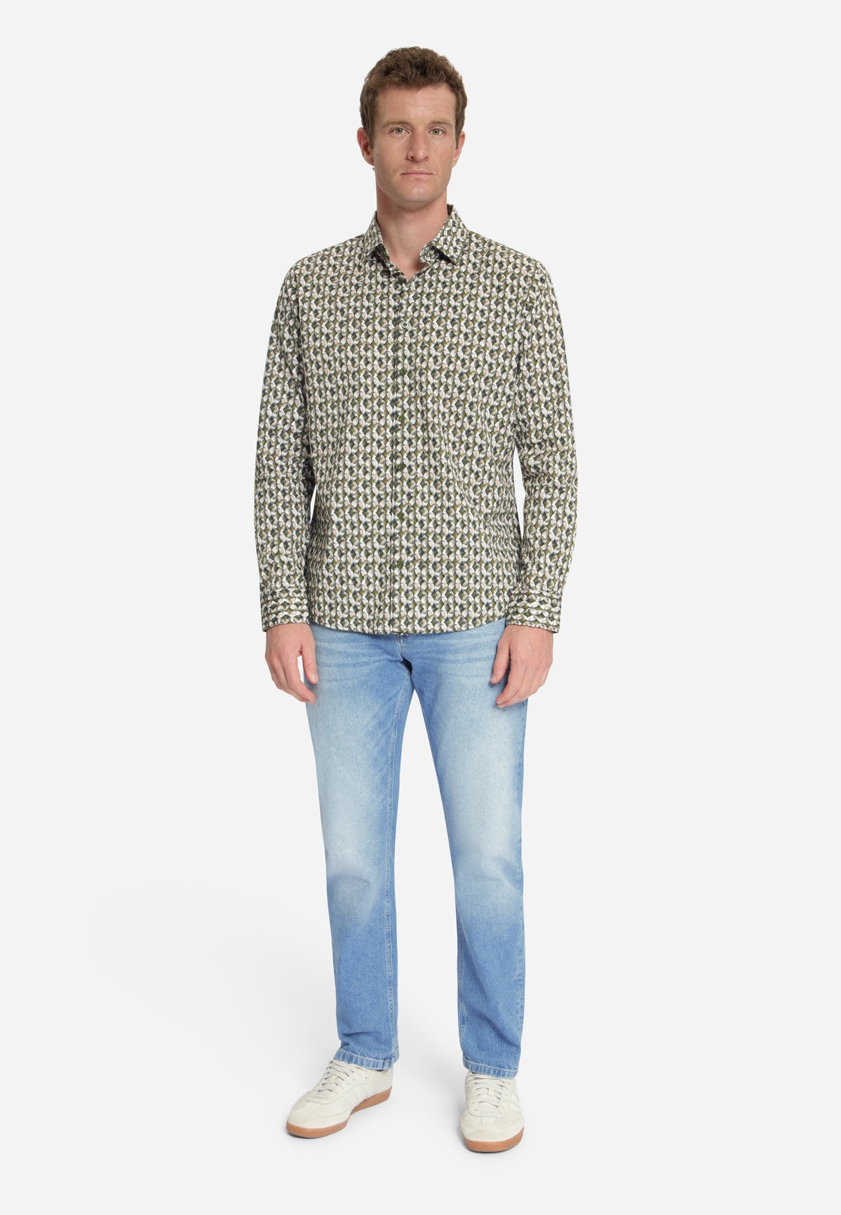 Stretch Allover Print Shirt | Moss