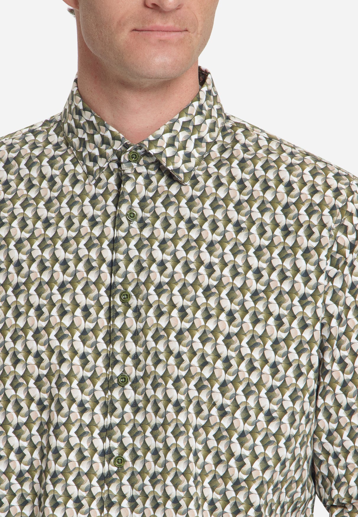 Stretch Allover Print Shirt | Moss