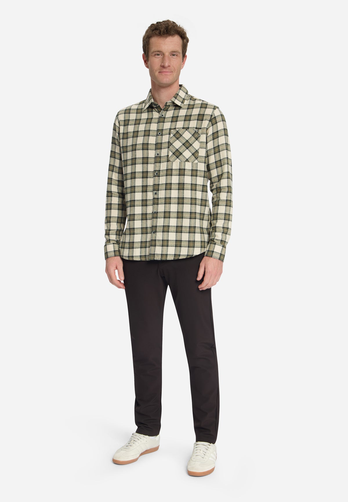 Cotton Flannel Check Shirt | Stone