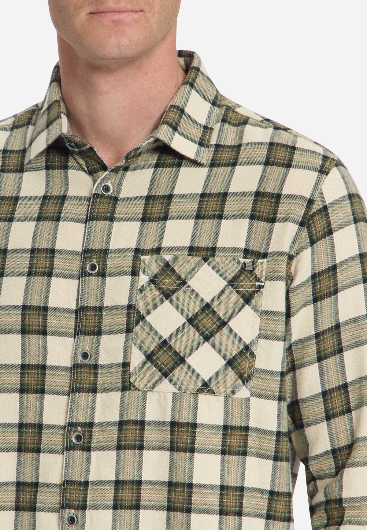 Cotton Flannel Check Shirt | Stone