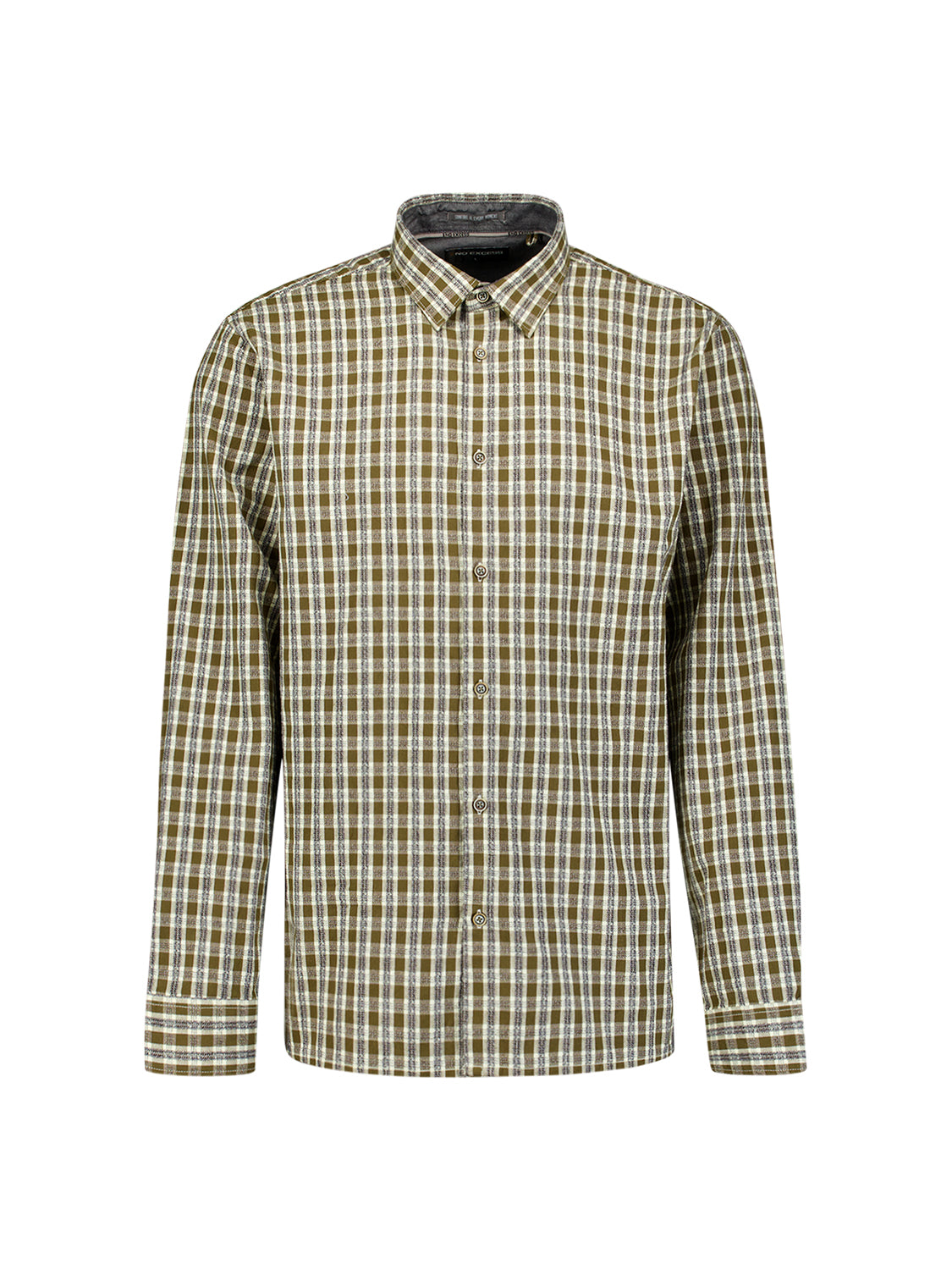 Shirt Yarn Dyed Small Check, Dobby Weave | Moss