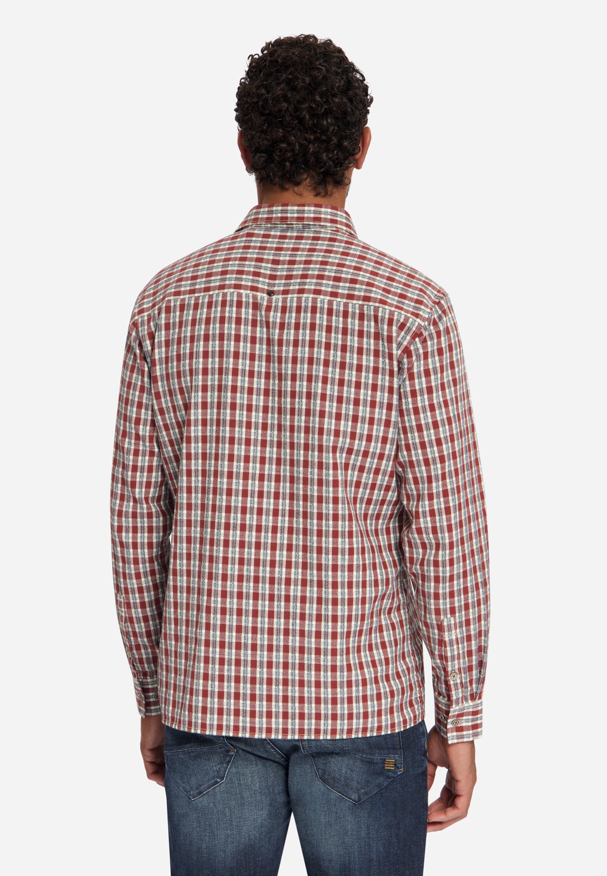 Shirt Yarn Dyed Small Check, Dobby Weave | Cayenne