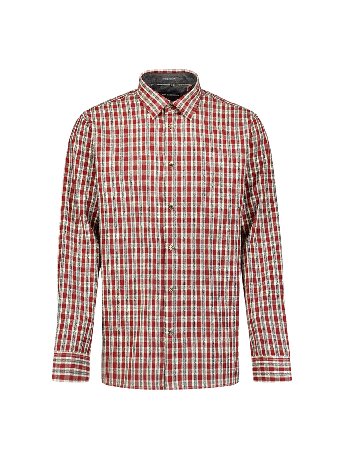 Shirt Yarn Dyed Small Check, Dobby Weave | Cayenne