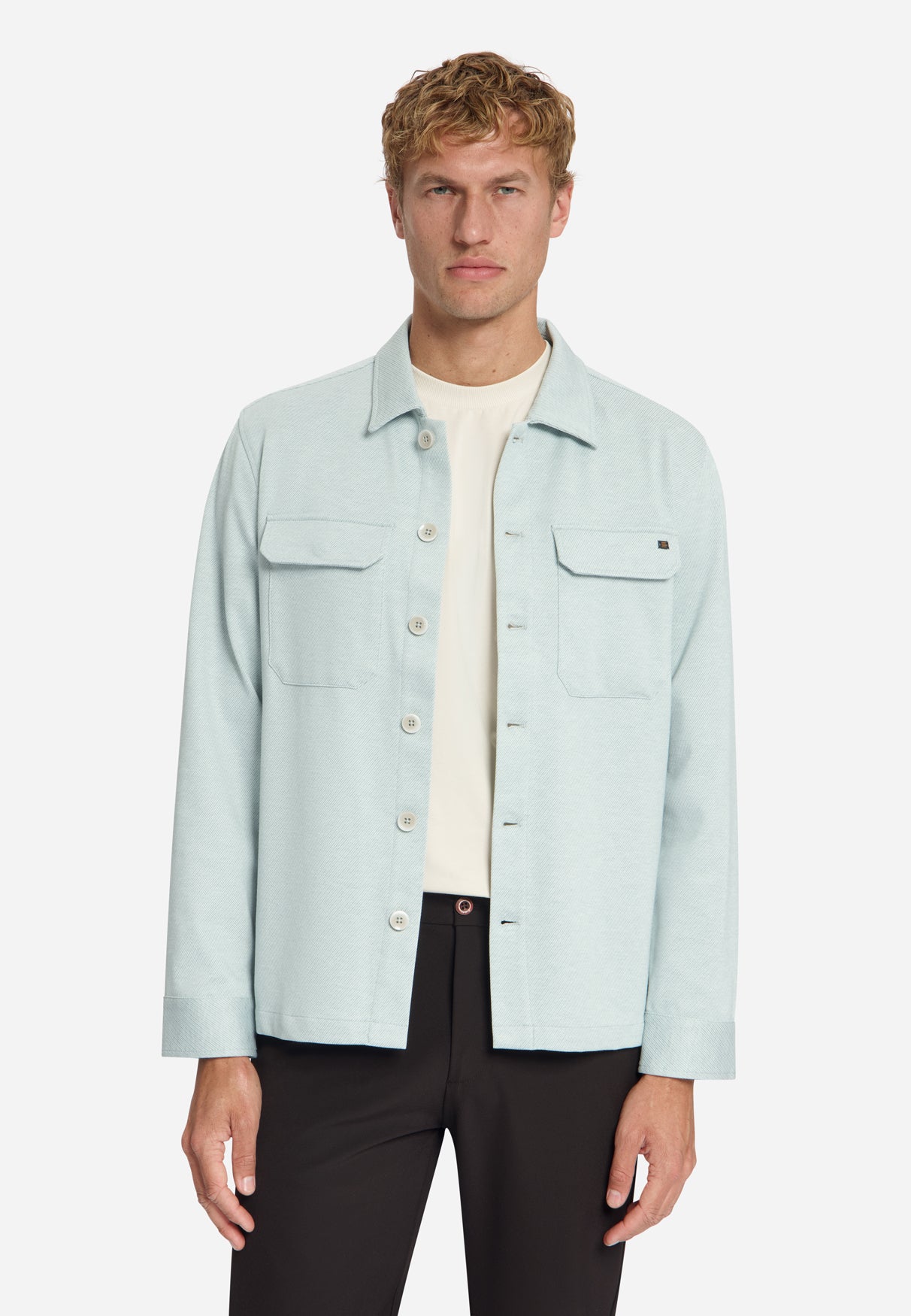 Melange Twill Overshirt | Dusty Blue