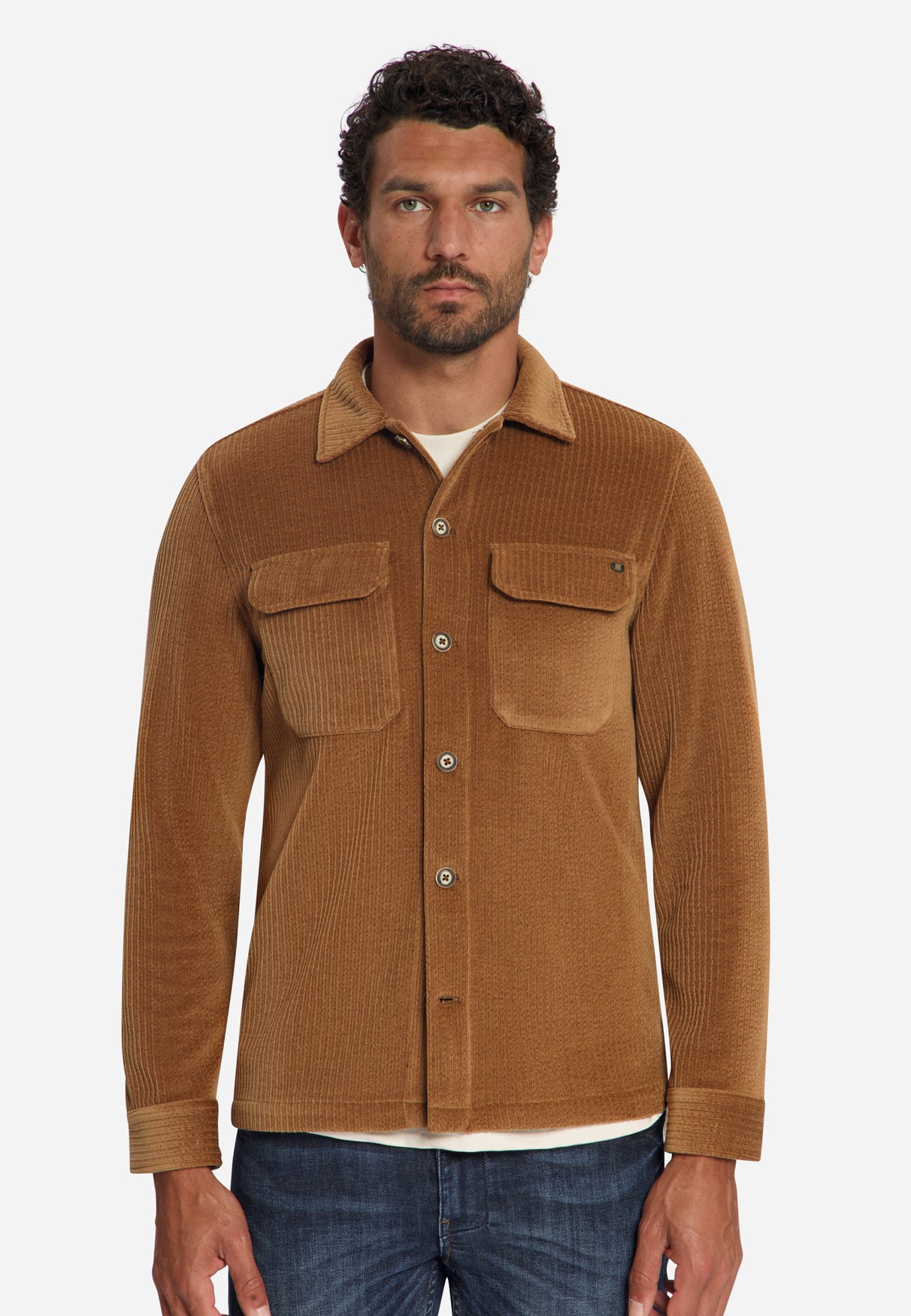 Stretch Cord Overshirt | Caramel