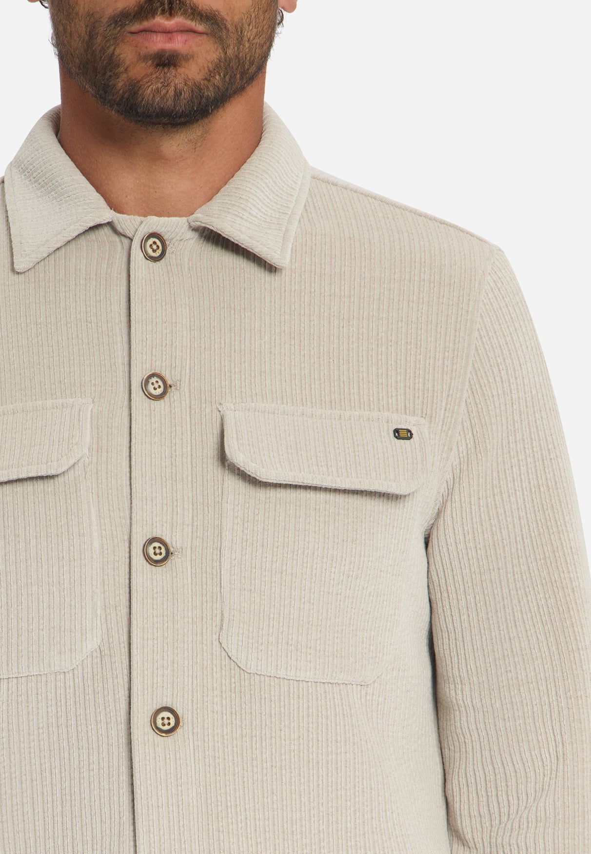 Stretch Cord Overshirt | Cement