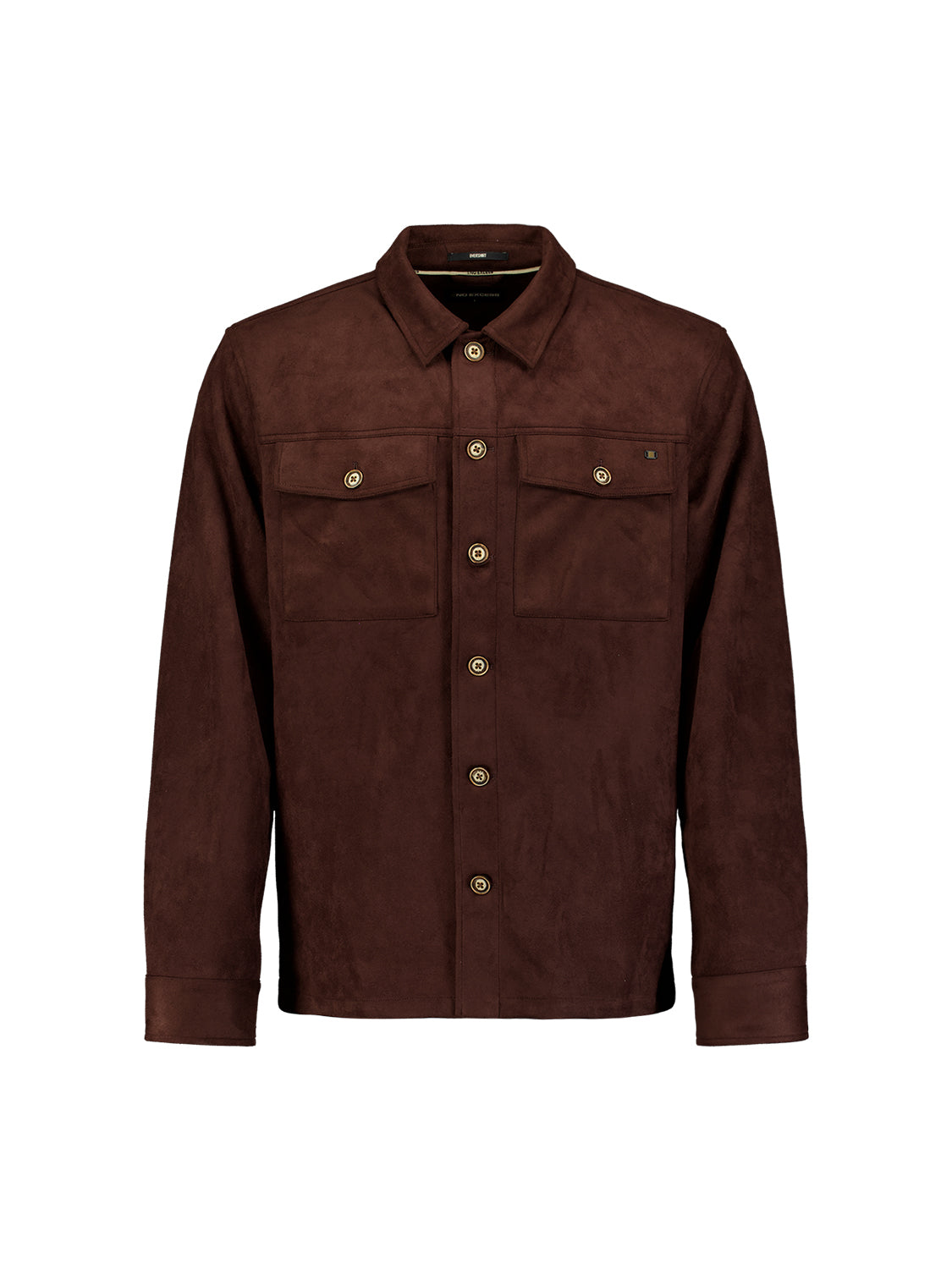 Suede Look Overshirt | Dark Brown