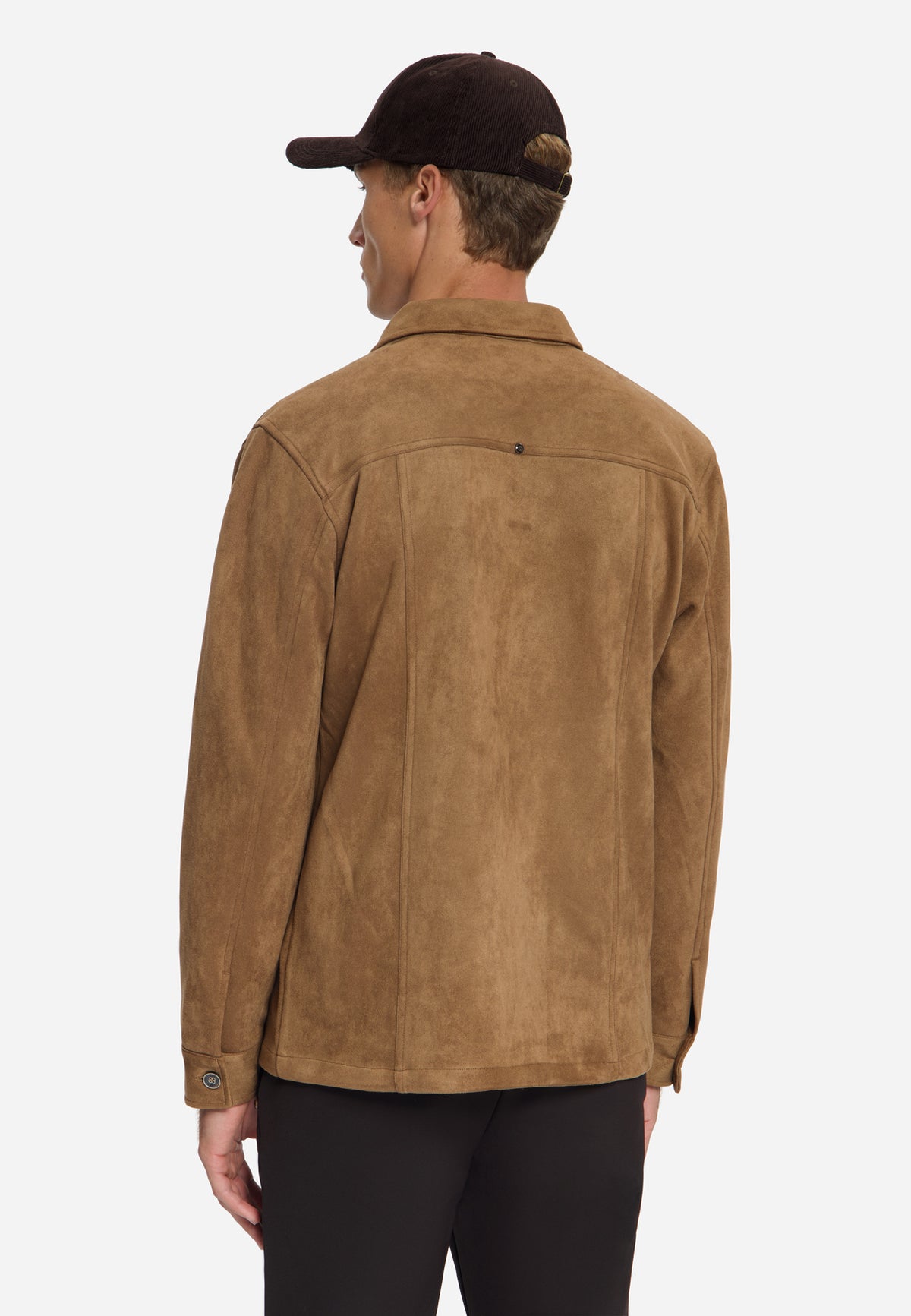 Overshirt in Veloursleder-Optik | Caramel