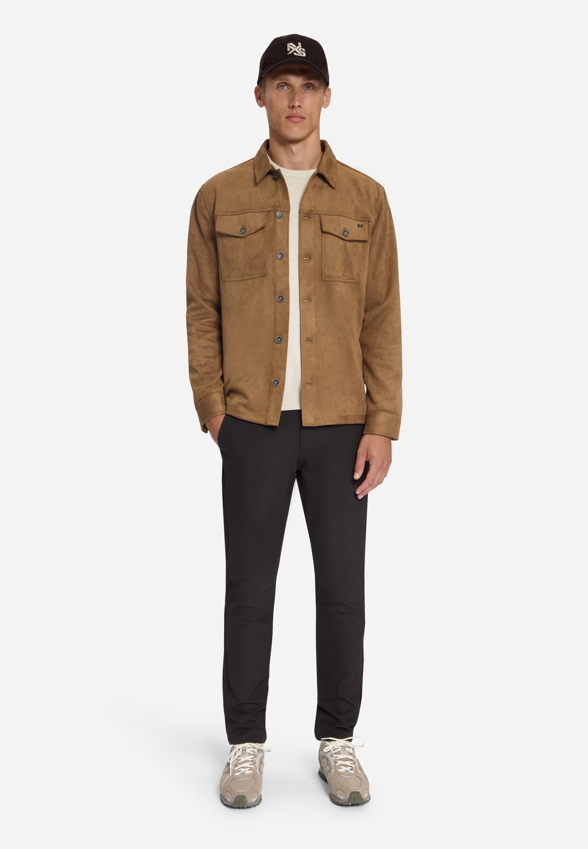 Overshirt in Veloursleder-Optik | Caramel