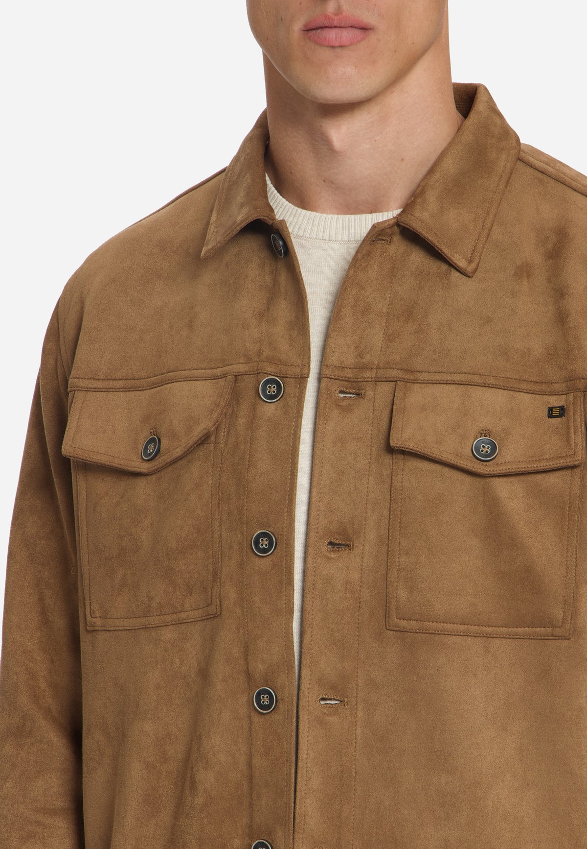 Overshirt in Veloursleder-Optik | Caramel