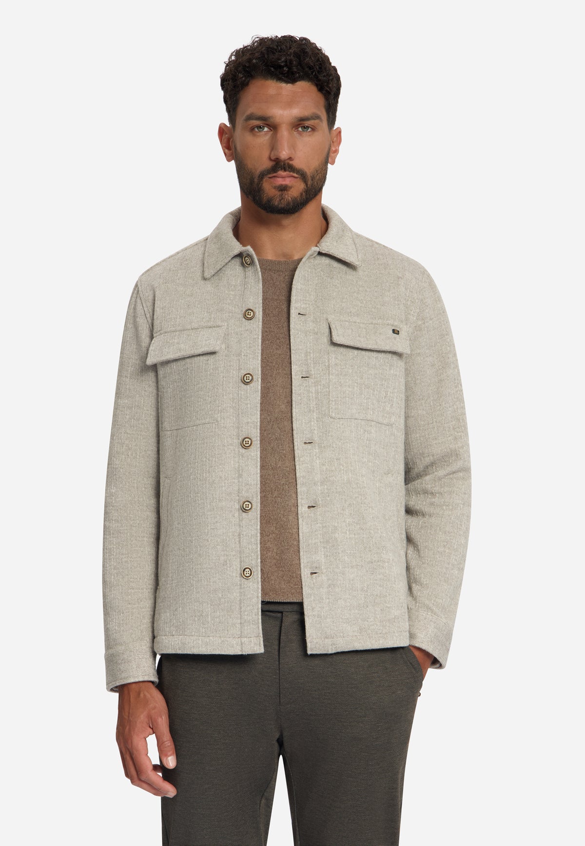 Wool Look Overshirt | Cement