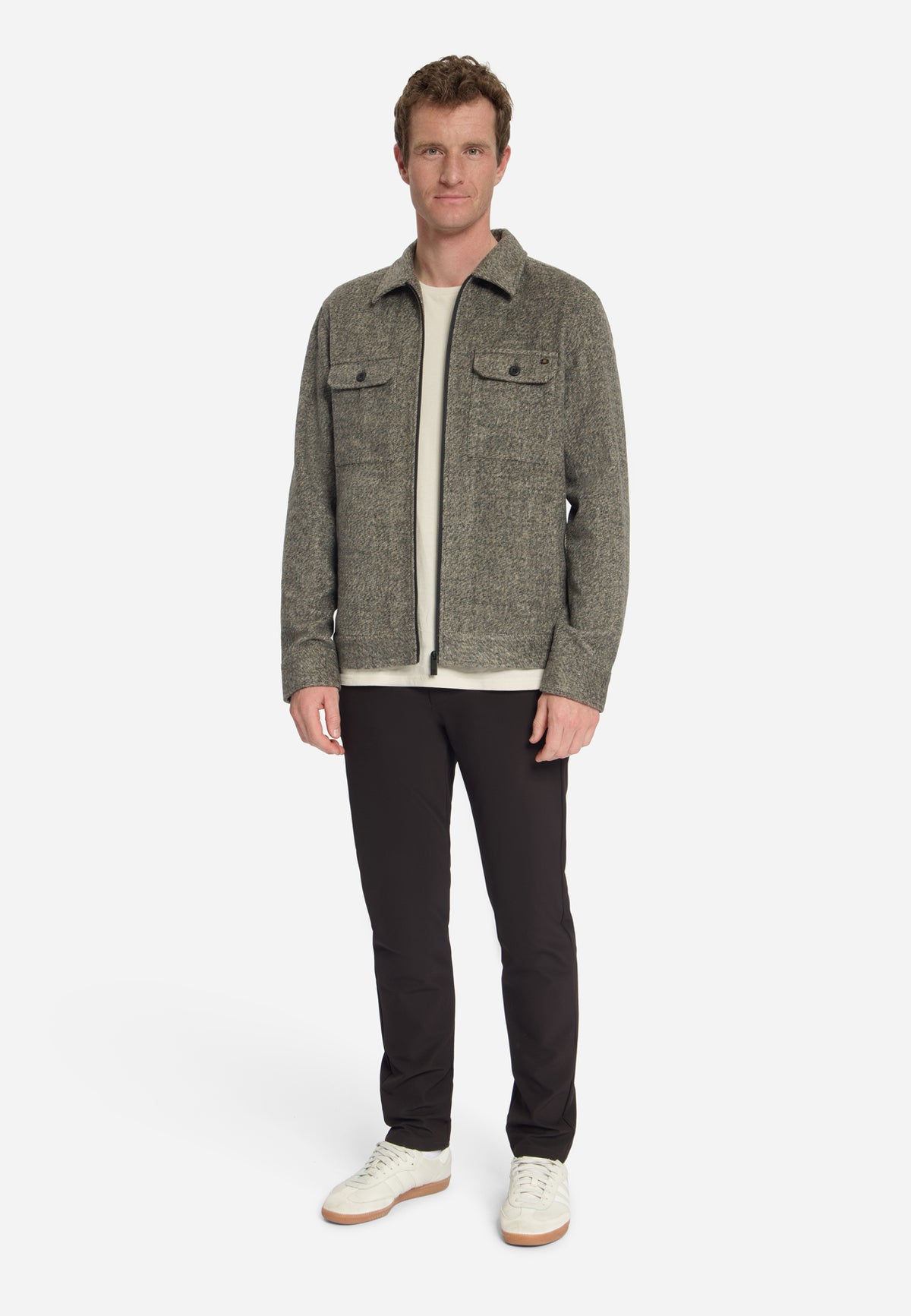Wollmix-Overshirt mit Reißverschluss | Light Brown
