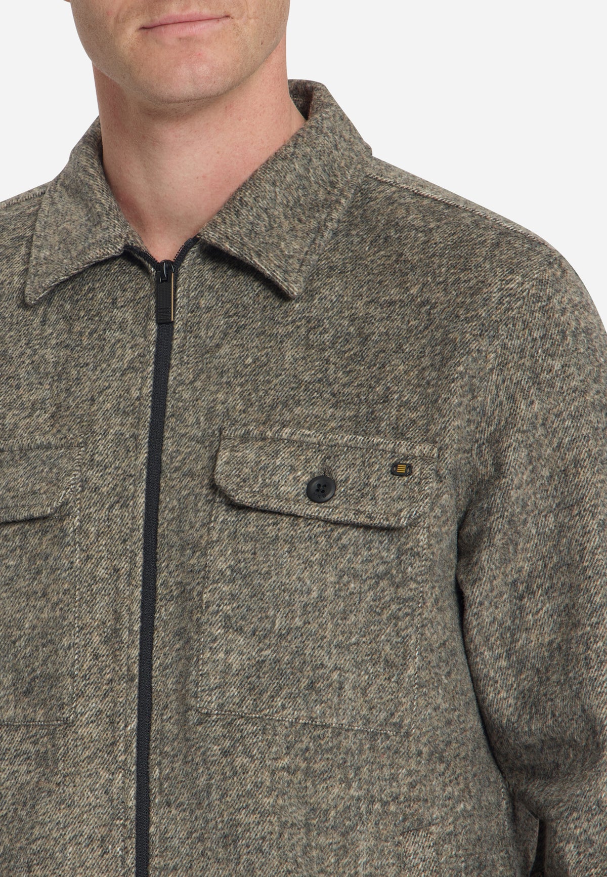 Wollmix-Overshirt mit Reißverschluss | Light Brown