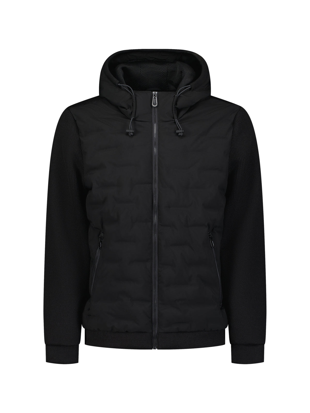 Knitted Padded Hooded Jacket | Black