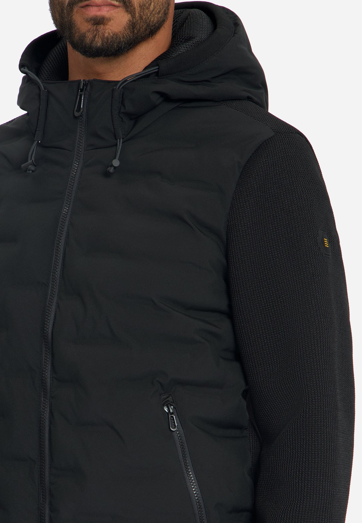 Knitted Padded Hooded Jacket | Black
