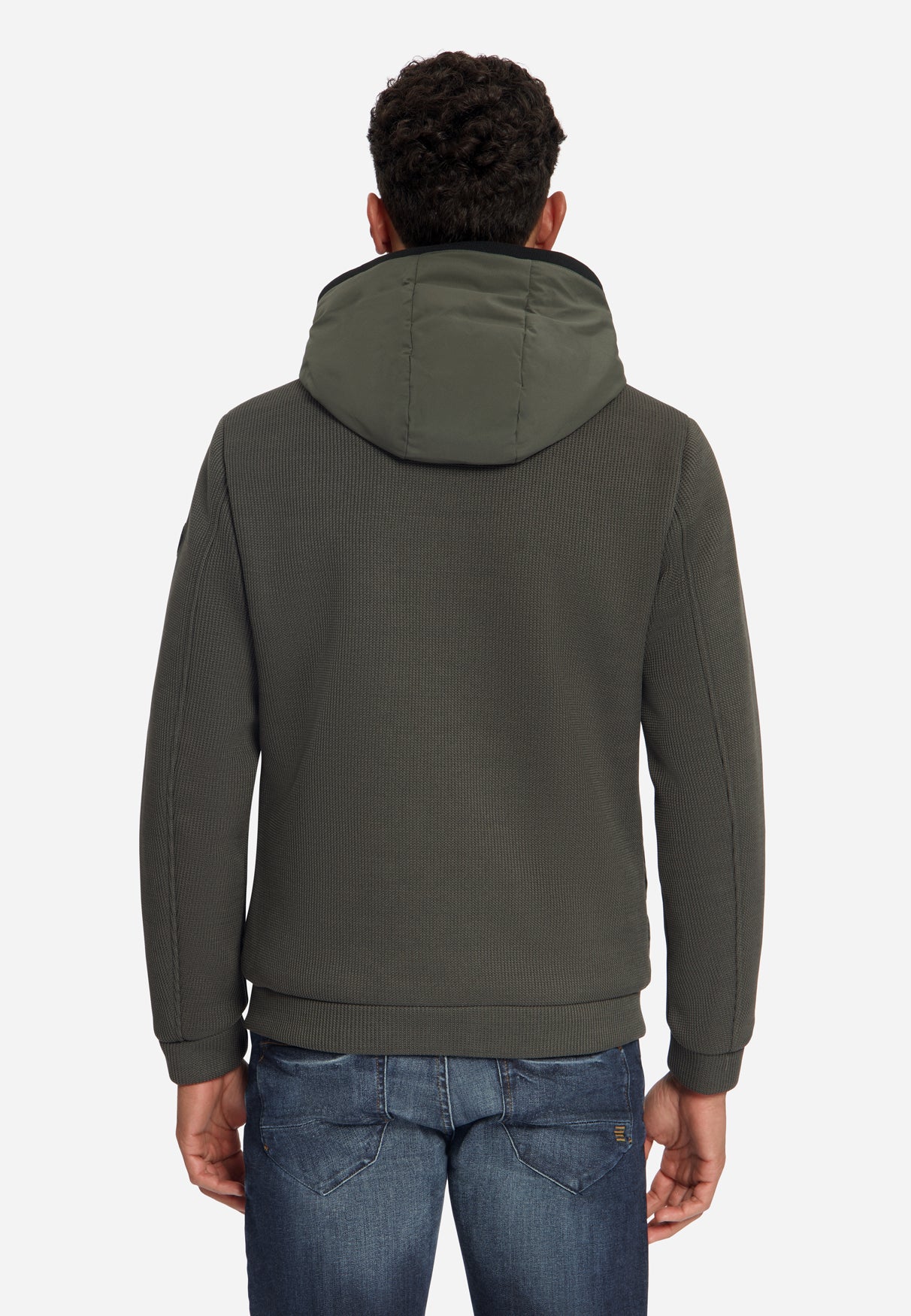 Jacket Short Fit Sealed Hooded Knitted Mix | Army