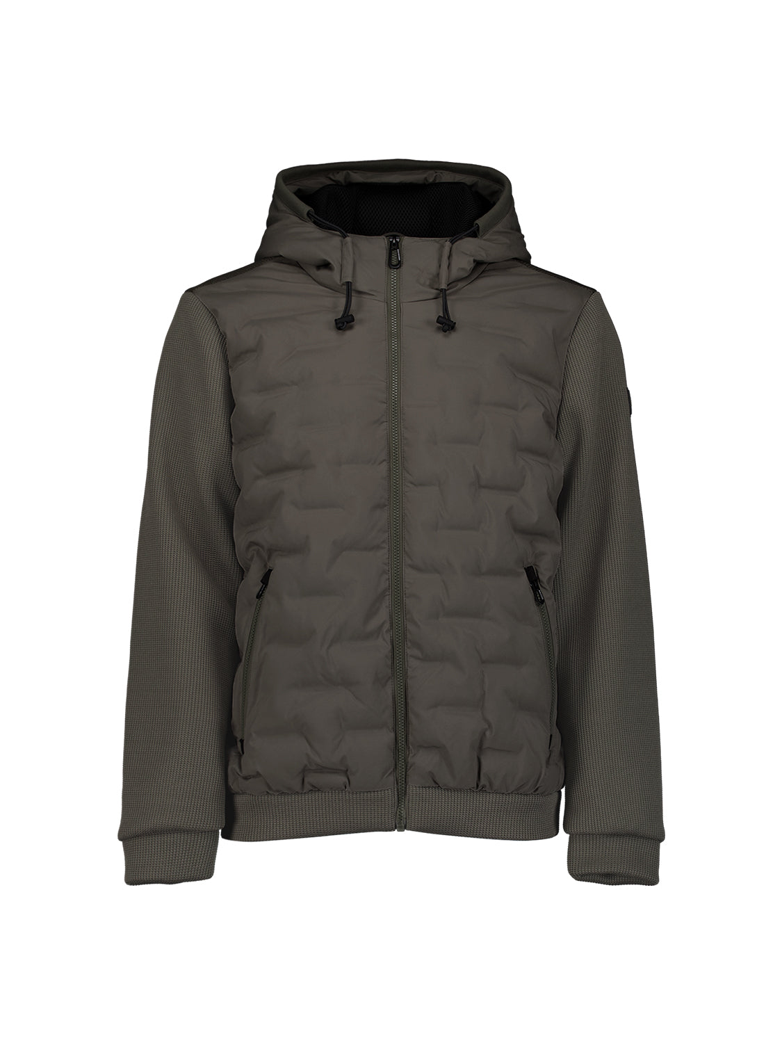 Jacket Short Fit Sealed Hooded Knitted Mix | Army