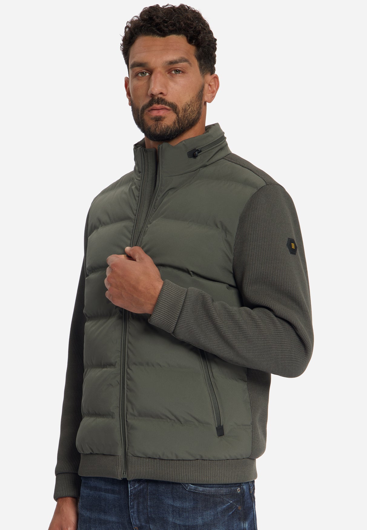 Jacket Short Fit Sealed Knitted Mix | Army