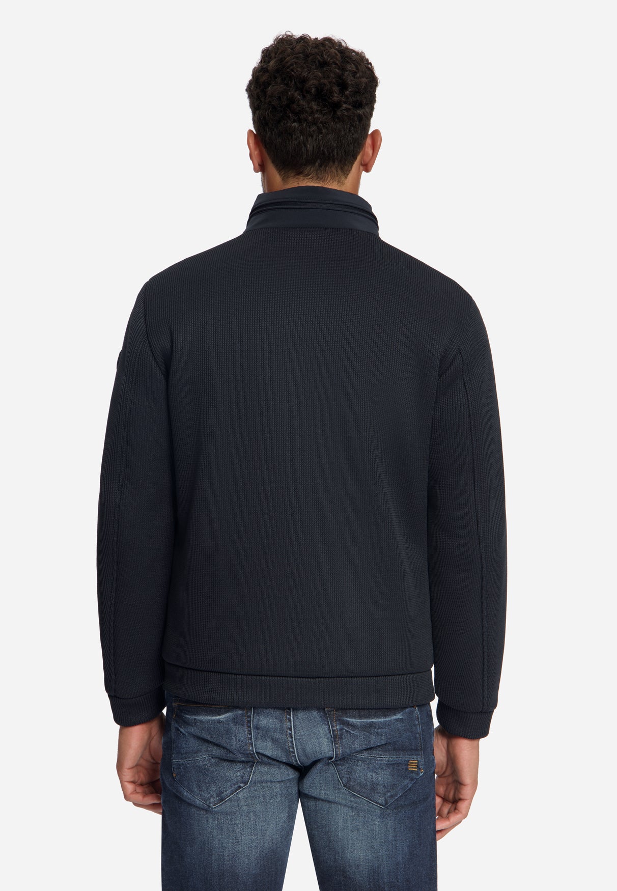 Jacket Short Fit Sealed Knitted Mix | Dark Night
