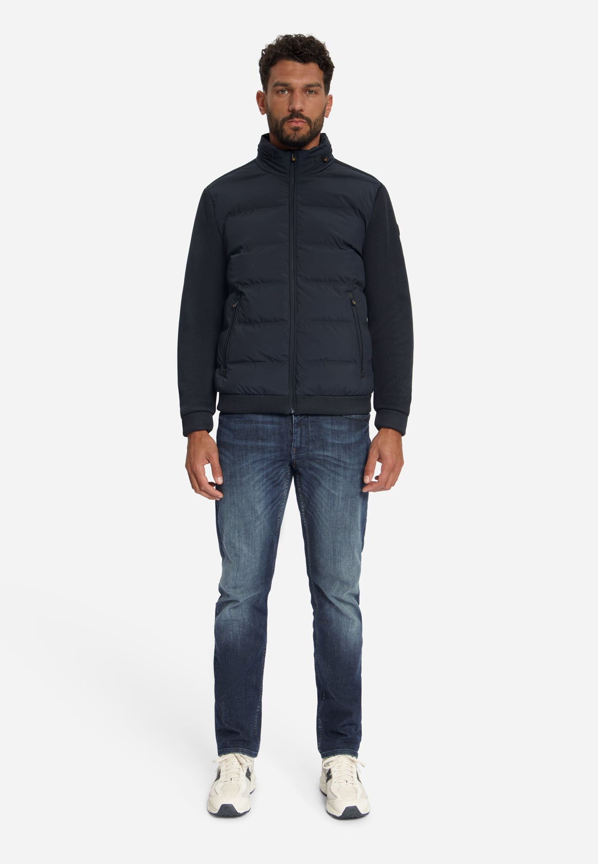 Jacket Short Fit Sealed Knitted Mix | Dark Night