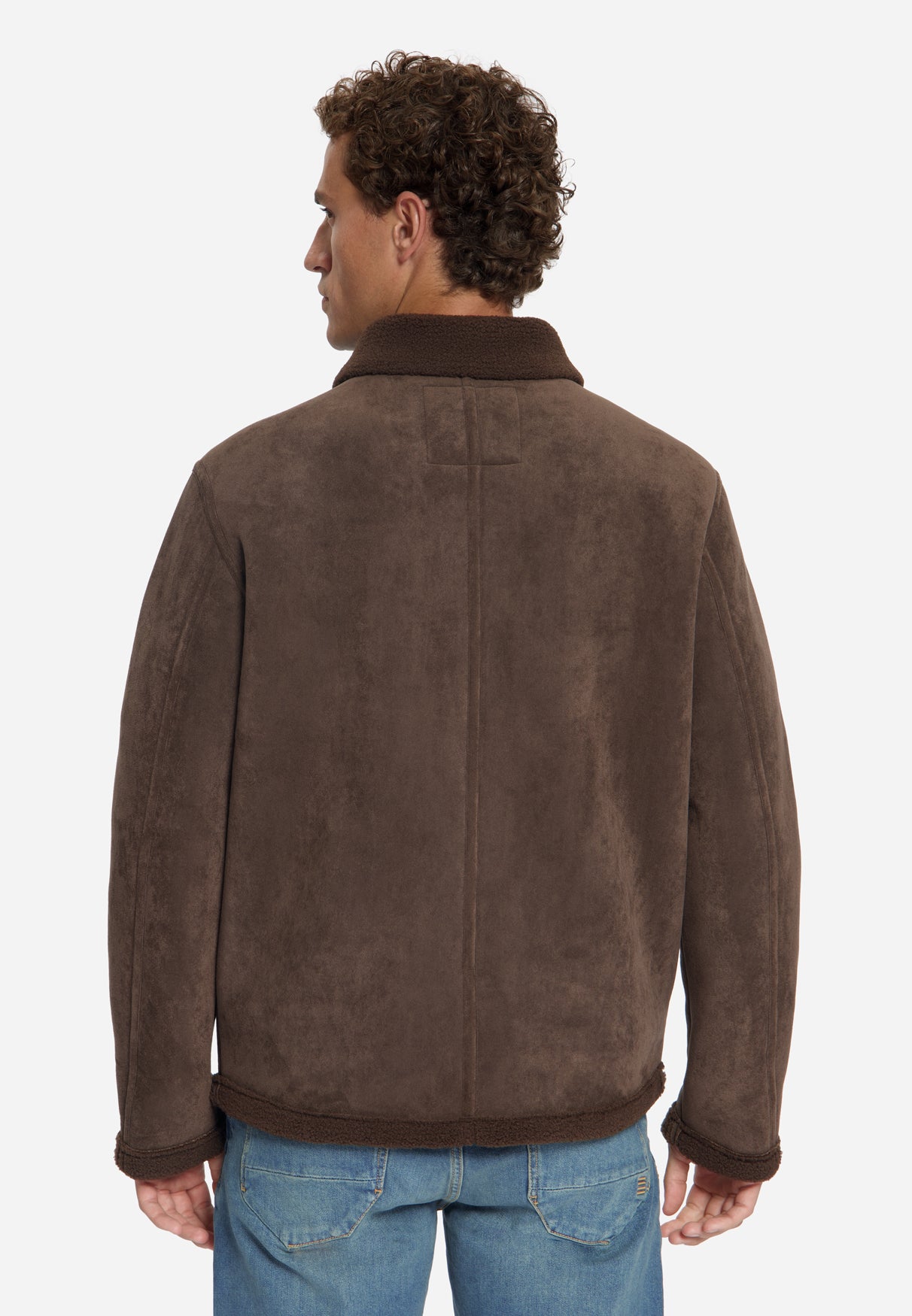 Jacke in Veloursleder-Optik | Dark Brown