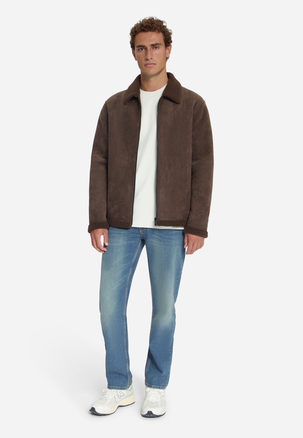 Jacke in Veloursleder-Optik | Dark Brown