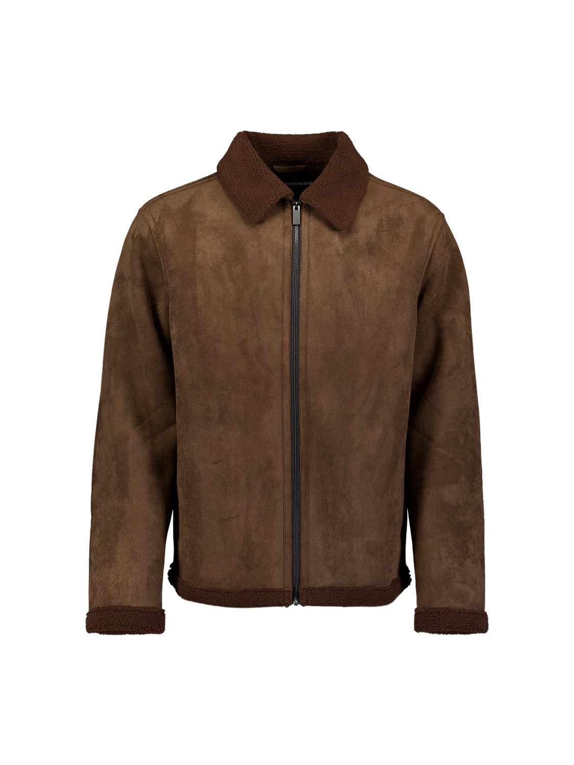 Jacke in Veloursleder-Optik | Dark Brown