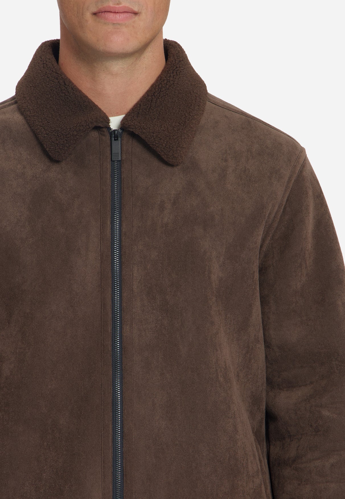 Jacke in Veloursleder-Optik | Dark Brown