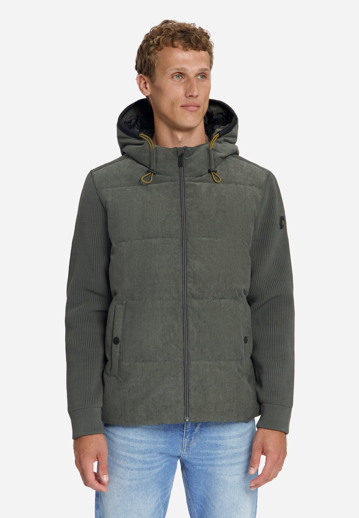 Kapuzenjacke aus Cord-Mischgewebe | army