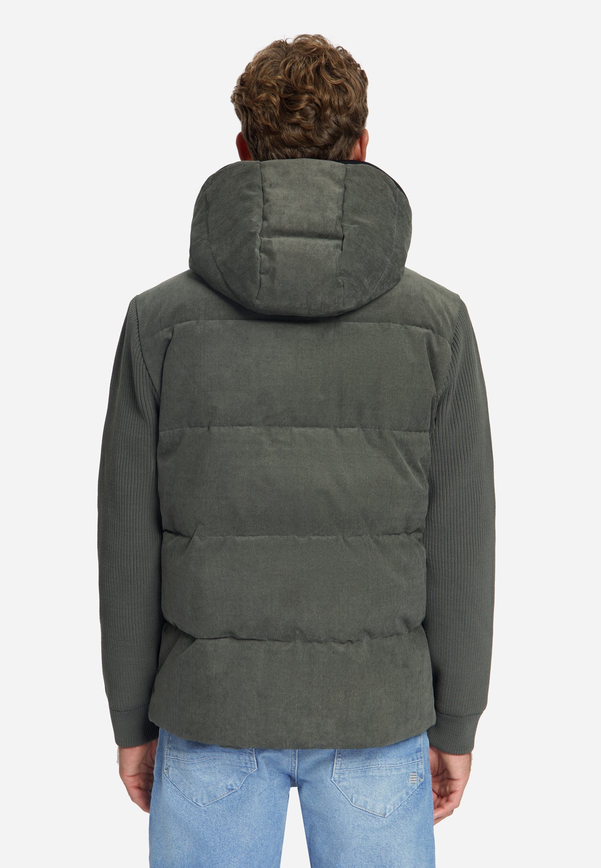 Kapuzenjacke aus Cord-Mischgewebe | army