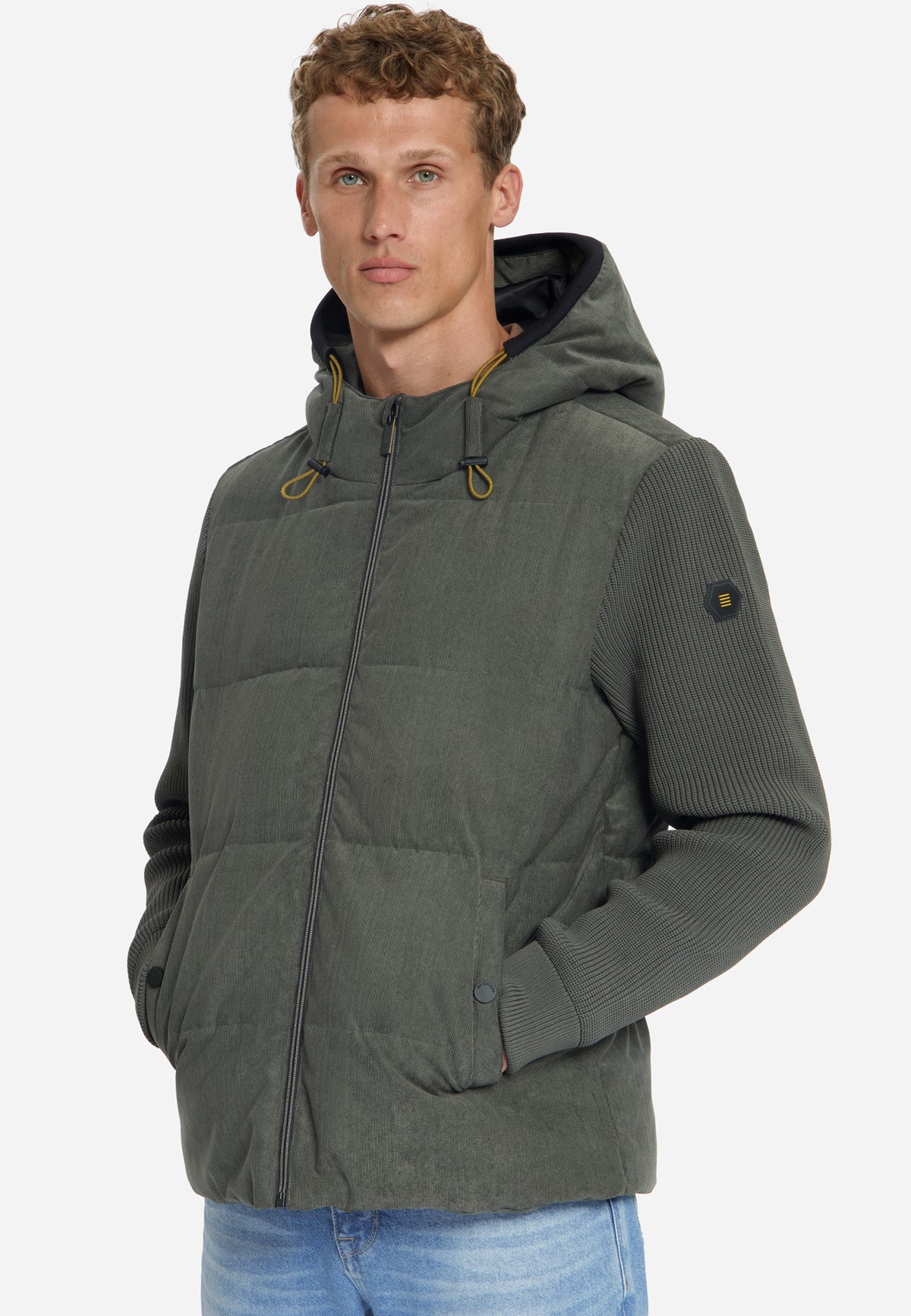 Kapuzenjacke aus Cord-Mischgewebe | army