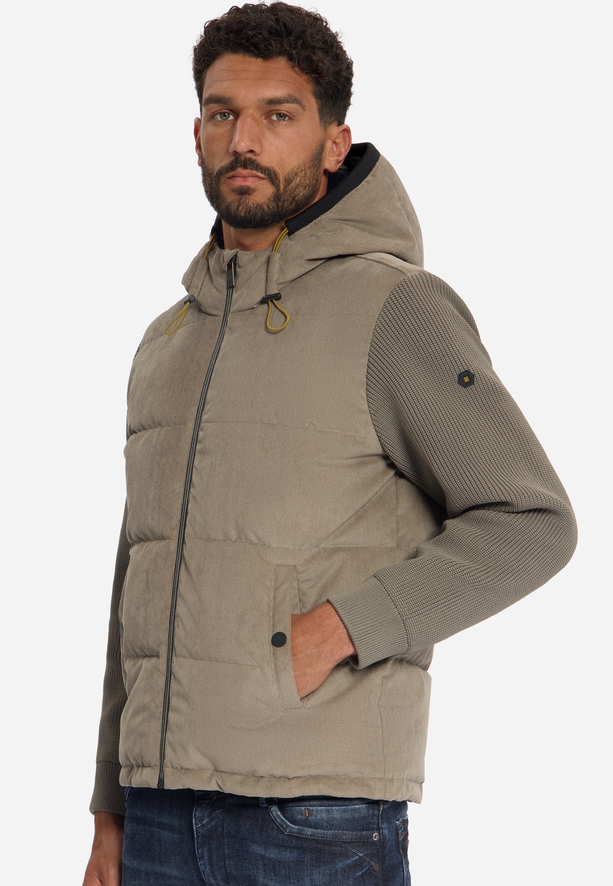 Kapuzenjacke aus Cord-Mix | Mud