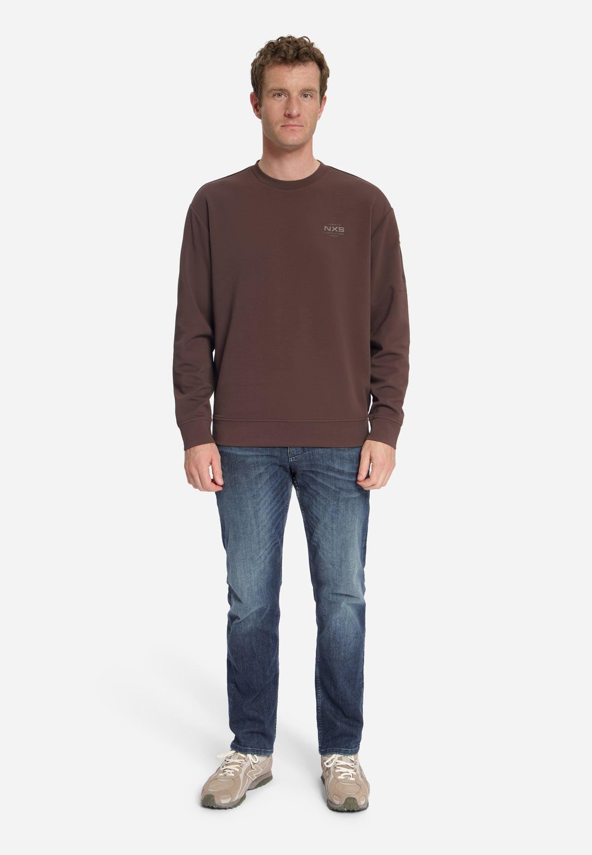 Sweatshirt mit Rundhalsausschnitt | Dark Brown