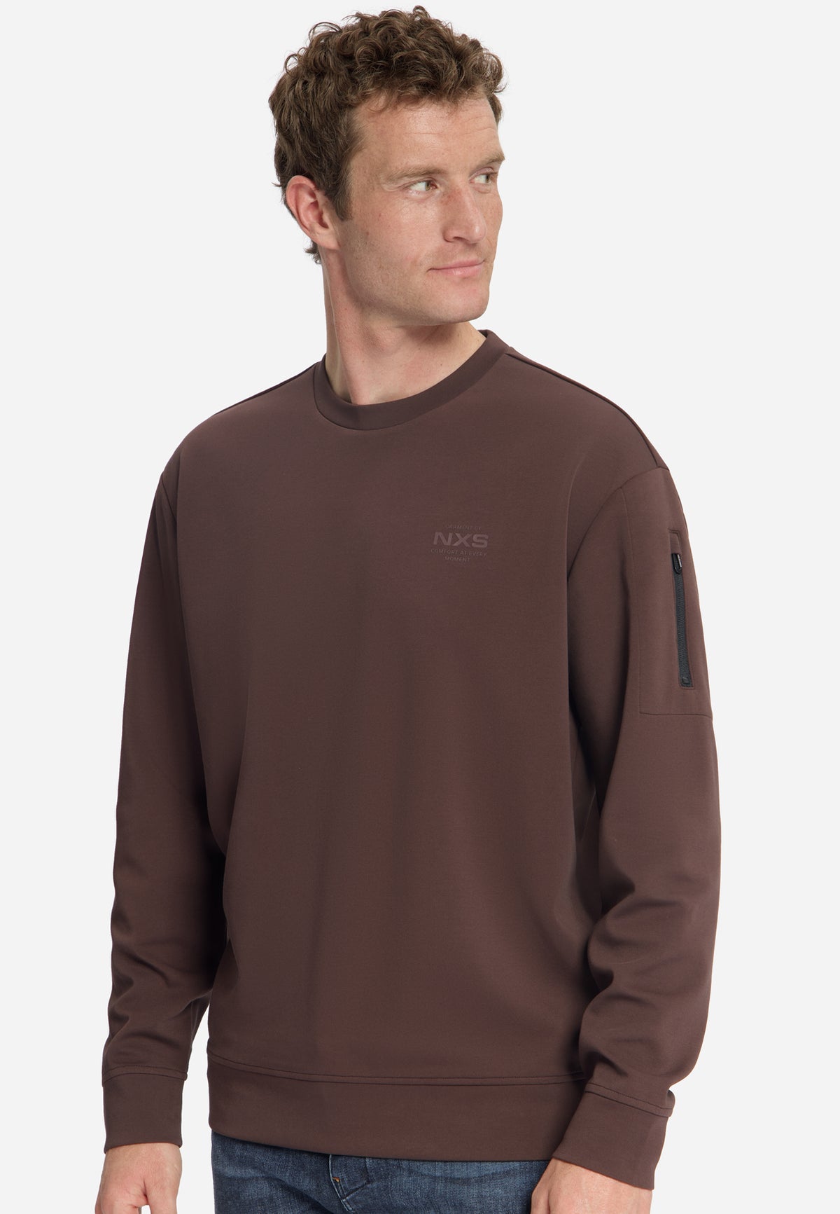Sweatshirt mit Rundhalsausschnitt | Dark Brown
