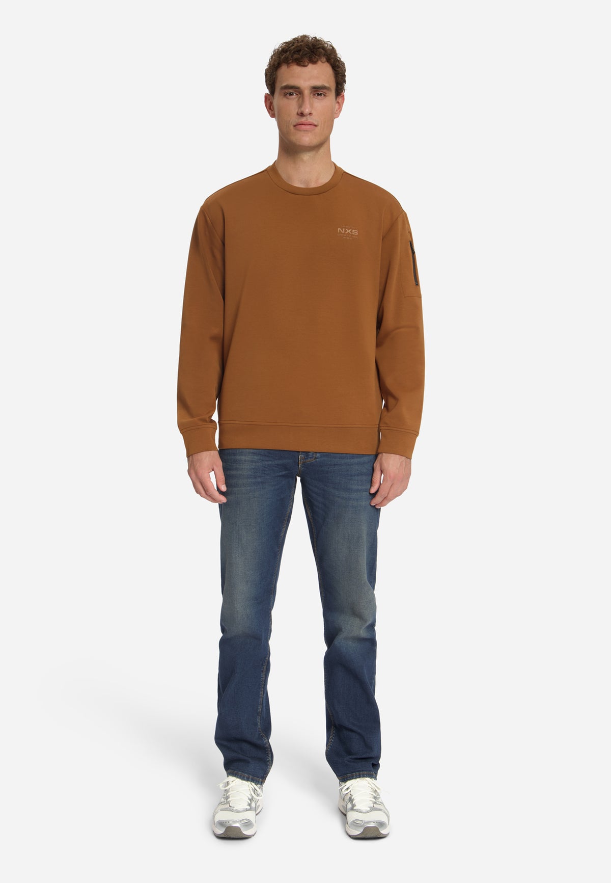 Sweatshirt mit Rundhalsausschnitt | Caramel