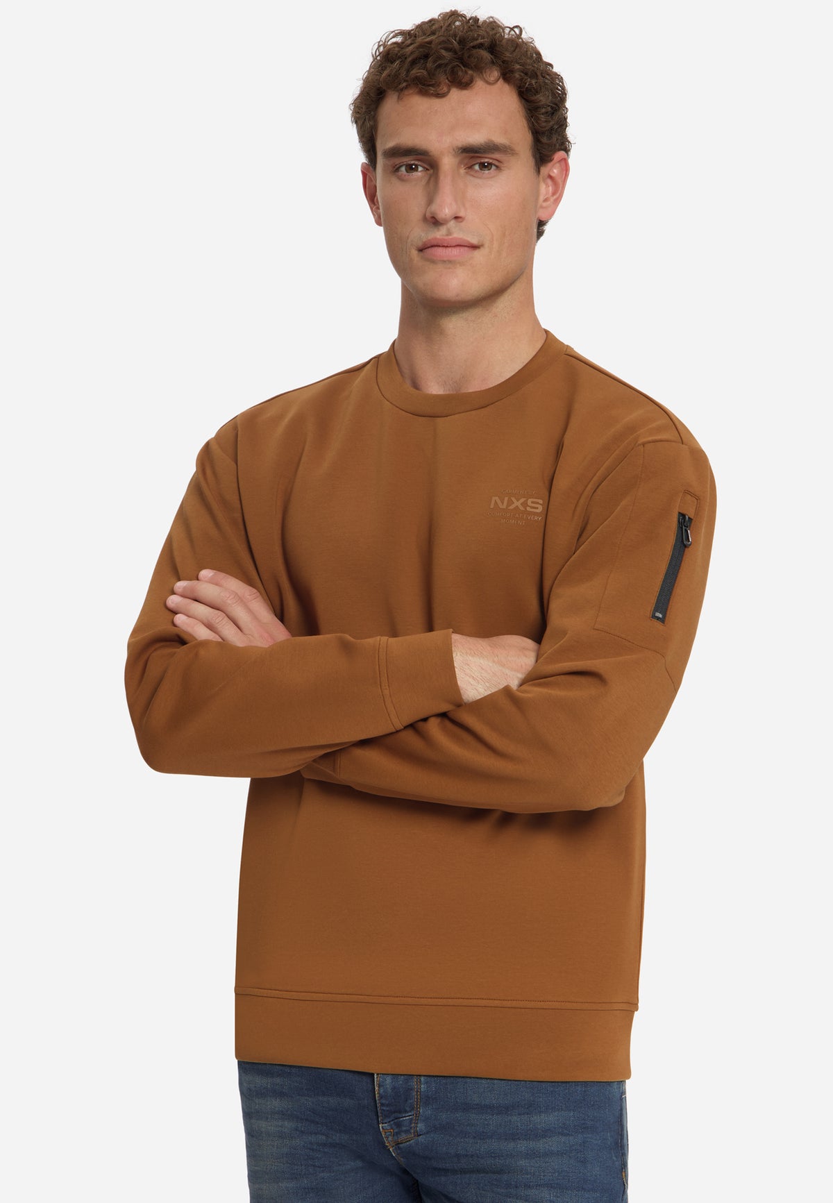 Sweatshirt mit Rundhalsausschnitt | Caramel